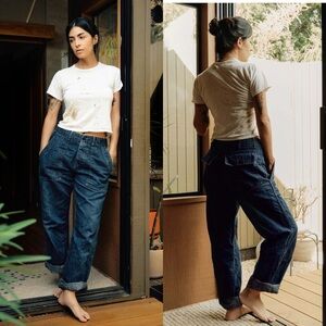 Imogene + Willie Blake Military Trouser Washed Indigo Cotton Linen XXS EUC